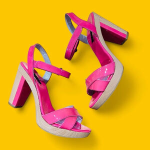 Theory Bubblegum Pink Platform Block Heel 36.5 / US 6 Barbiecore Chunky Sandal